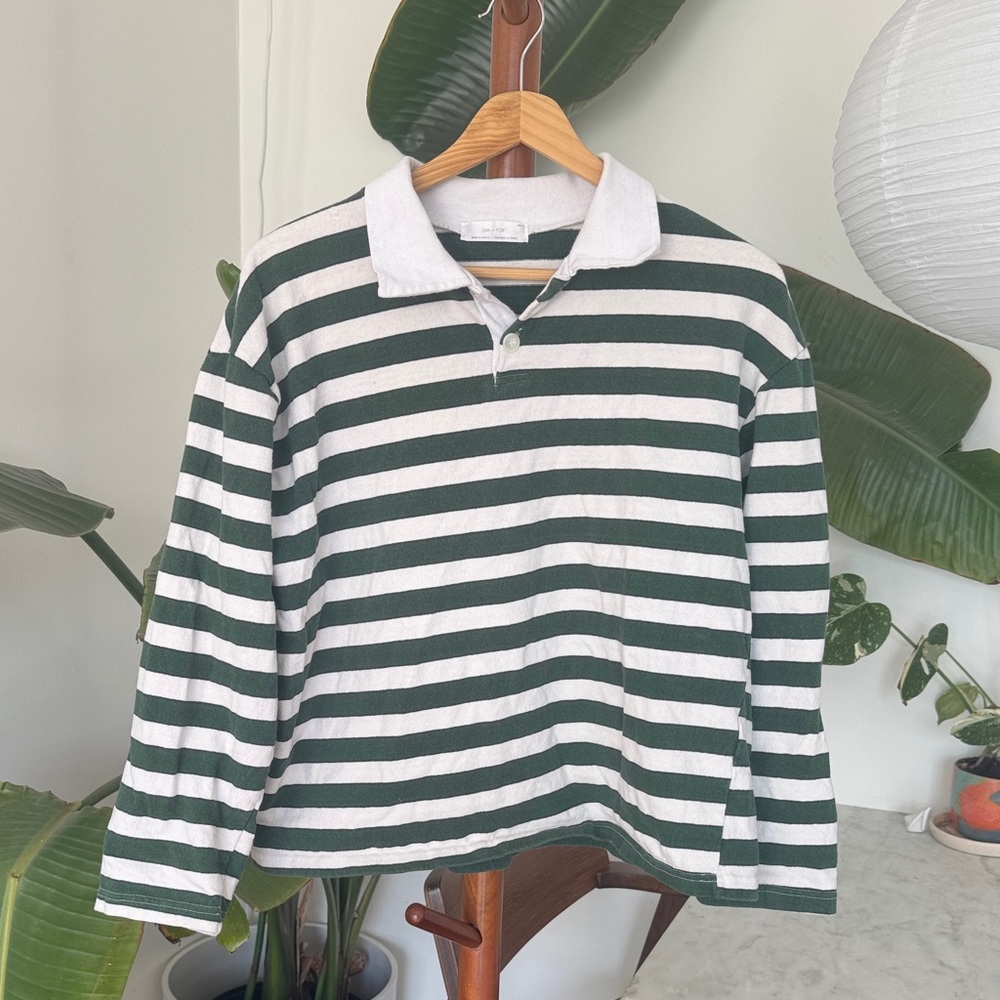 Striped Green and White Cropped Shirt